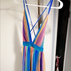 Rainbow Maxi Dress size Small